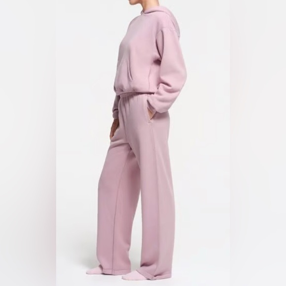 SKIMS Pants - 2pc💎Skims Dusk Pink Cotton Fleece Hoodie Pullover Sweatpant Small Medium Set NEW